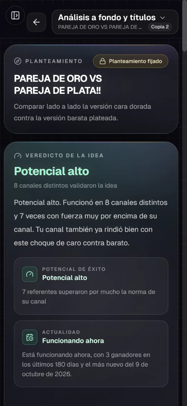Análisis de una idea con los videos que ya hicieron algo parecido